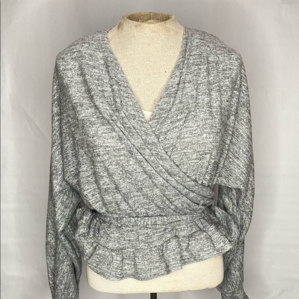 Gray Wrap Sweater Shirt | Small / Medium / May Fit Size Large